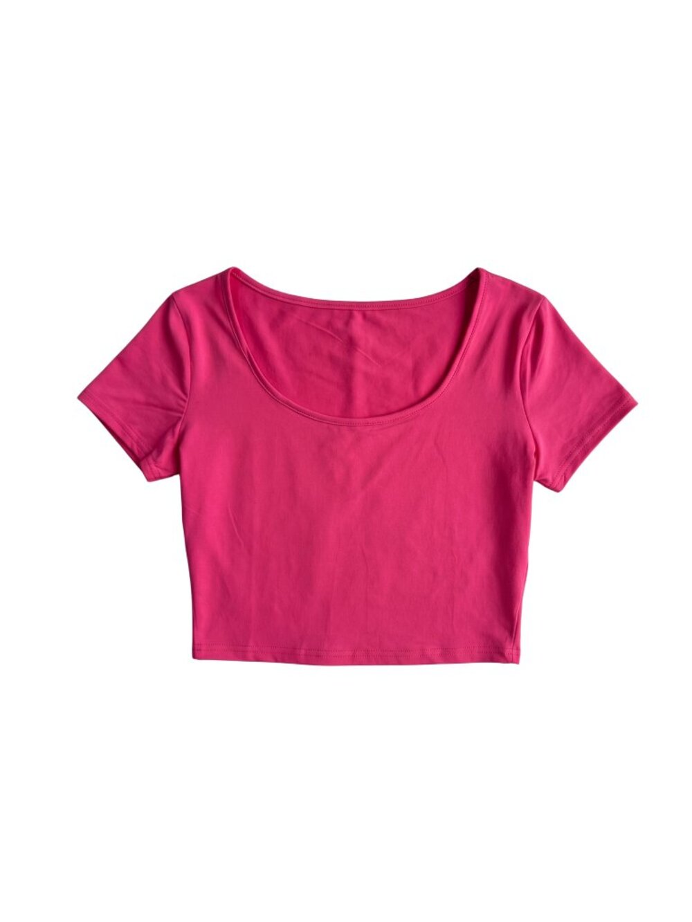 NWOT | Vibrant Pink Scoop Neck Short Sleeve Crop Top XL